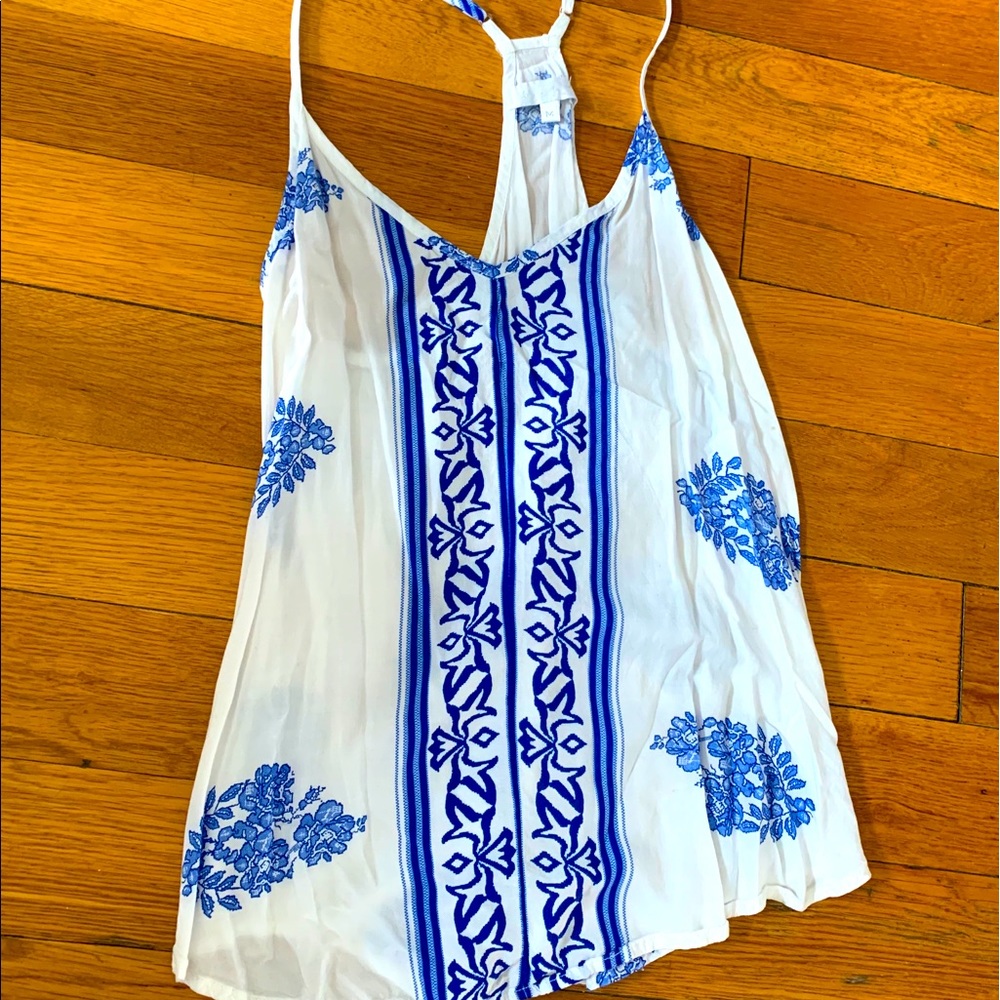 GLAM - Blue and White Flowy Tank - Size M